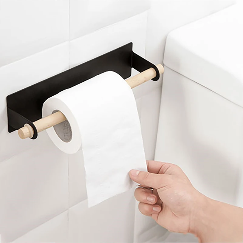 

1PC Bathroom Toilet Roll Holder Towel Ring Self-Adhesive Mounted Tissue Holder Kitchen Cabinet Roll Paper For Home Organizer