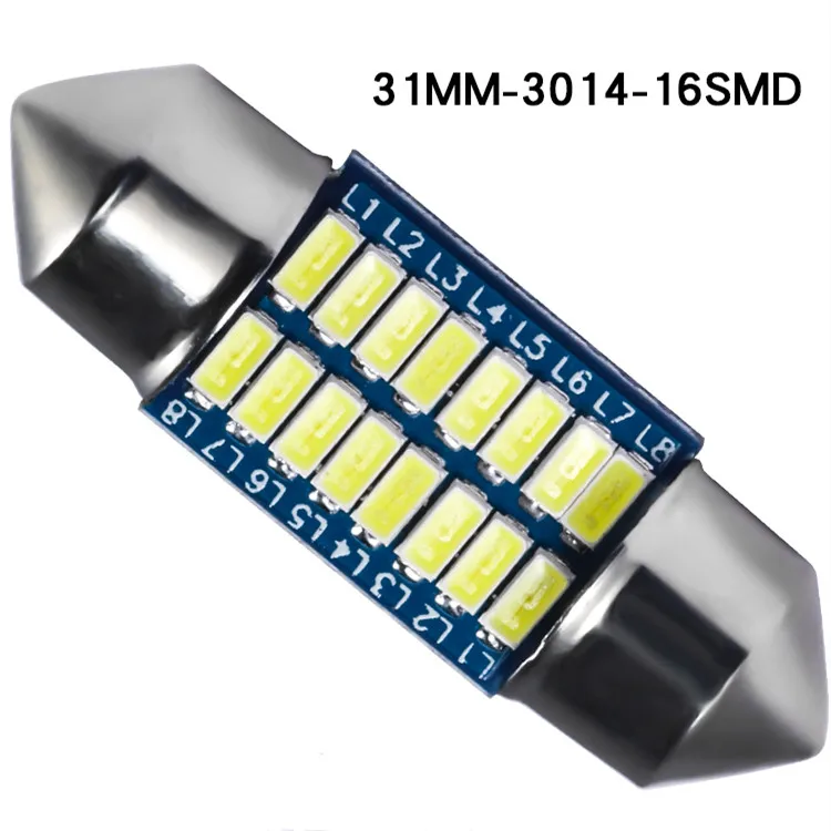 Новая светодиодная автомобисветильник лампа с двойным наконечником 3014 16SMD