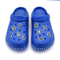1pcs hot selling black white number shoes charms silicone decoration for croc buckle alphabet accessories kids gifts
