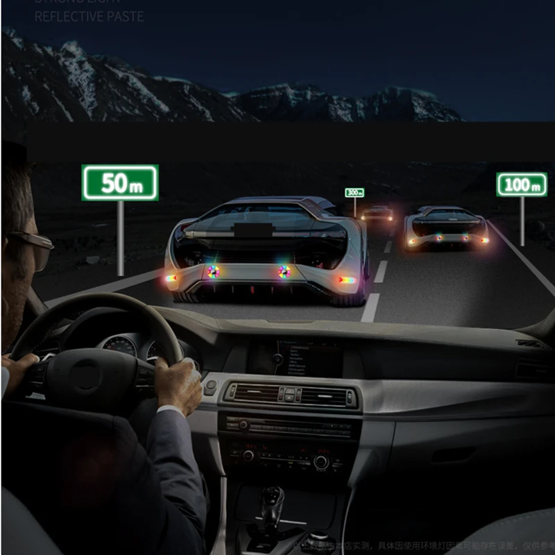 Car reflective stickers door anti-collision anti-scratch rear-view mirror colorful safety warning personalized Reflective Strips |