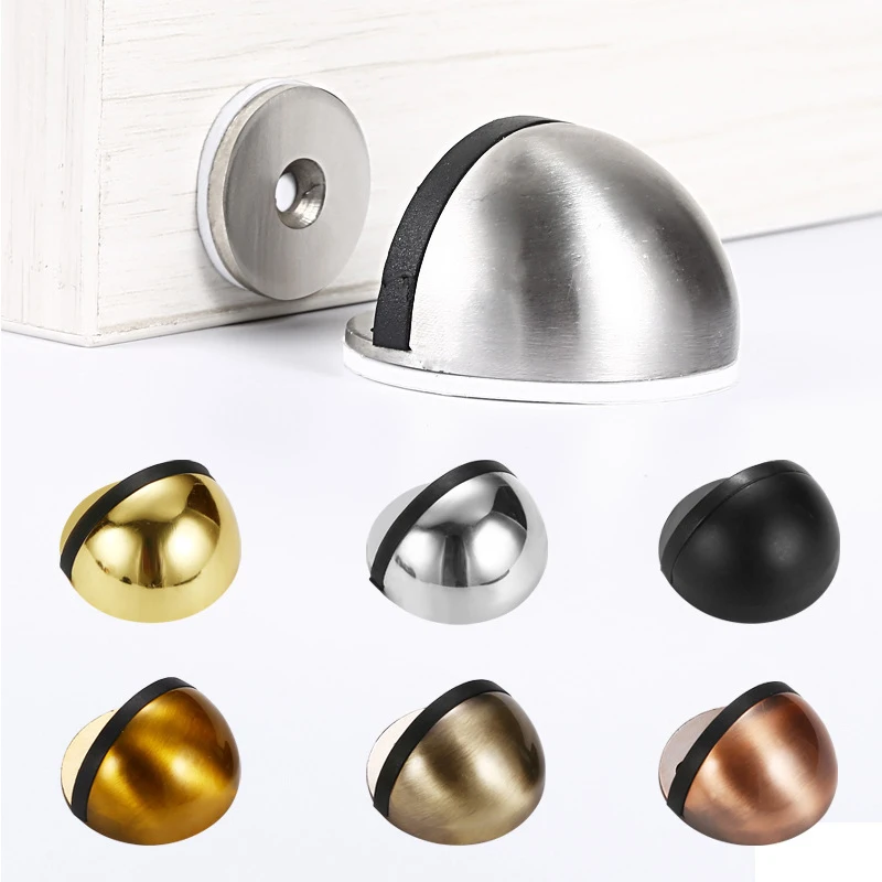 

Stainless Steel Rubber Door Stopper Non Punch Sticker Hidden Door Holder Catch Floor Mounted Nail-free Door Stop Door Hardware