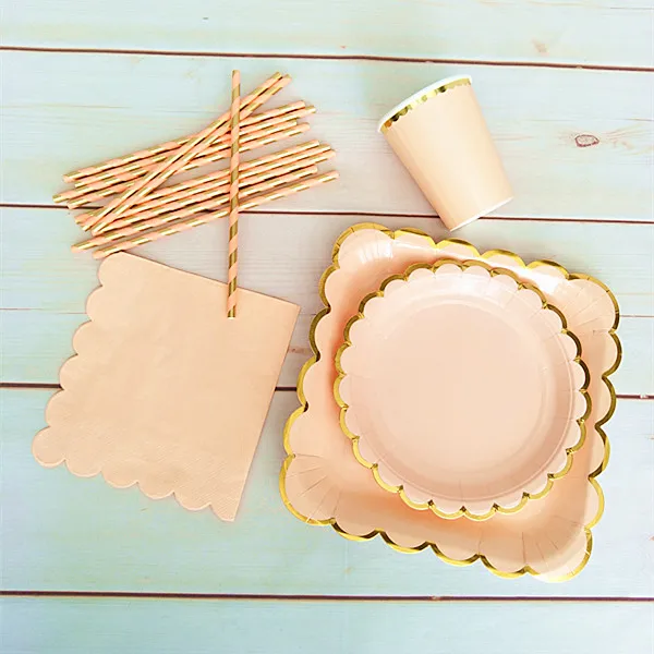 32 комплекта румян розовая фольга детская посуда для душа бумажные тарелки блюда