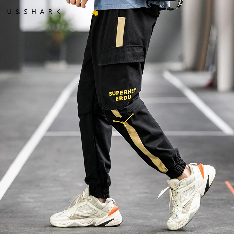 U & SHARK/Новое поступление мужские Модные брюки карго с несколькими карманами