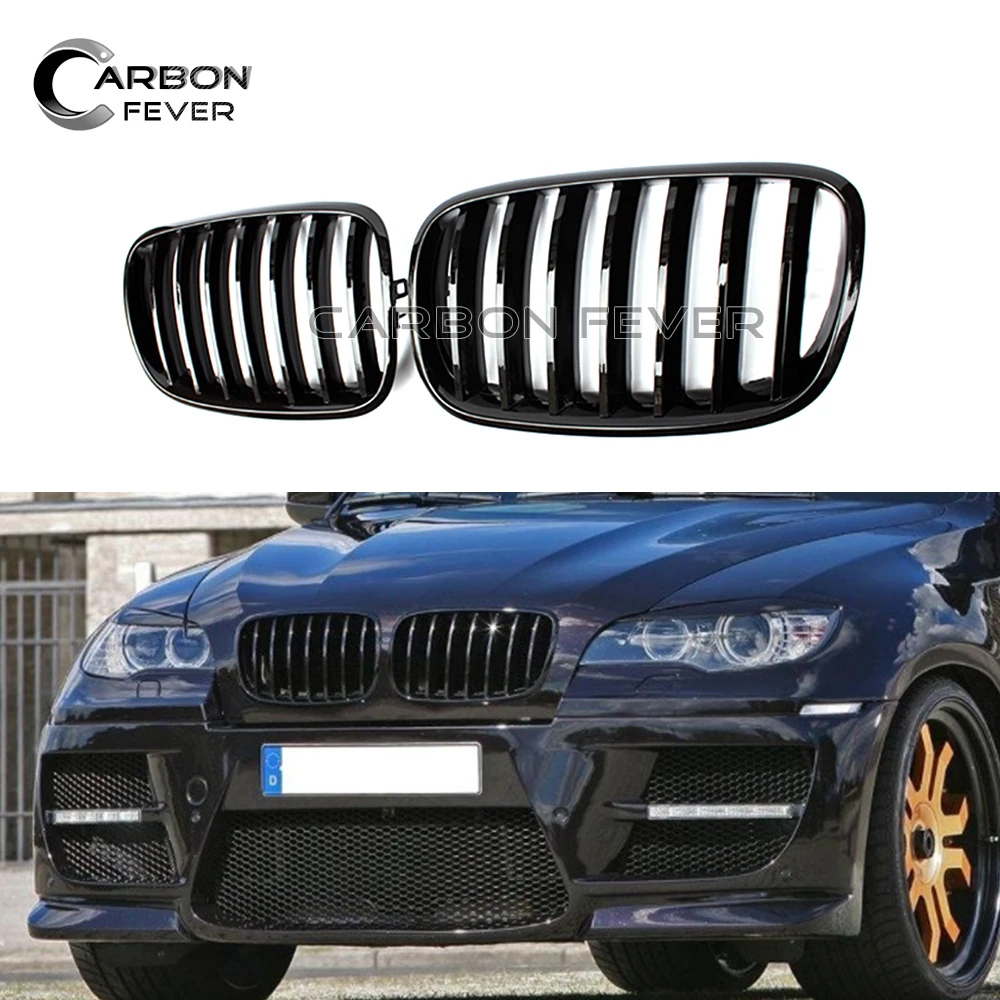 Передняя часть ABS 1 Slat Grill для BMW X5 2007 2013 X6 2008 2014 E70 E71 бампер почек Girlle внешняя