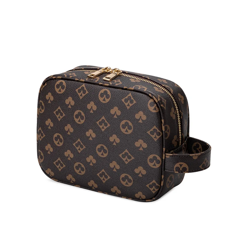 

Cosmetic Clutch Bags For Women 2021 New Luxury Brand Designer Mahjong Vintage Fashion Quality Leather Female Toiletry Handbags