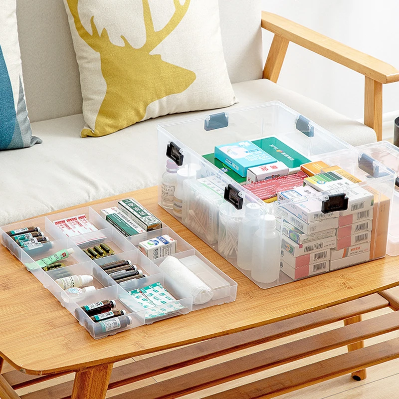 Ящик для хранения 2-х уровневых строительных блоков прозрачный органайзер