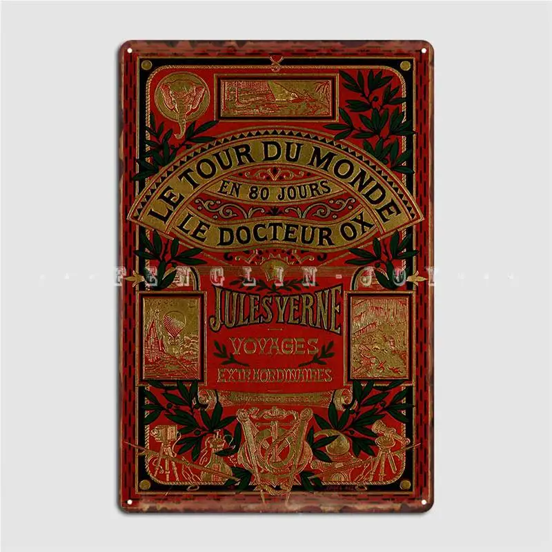 

Металлический постер джуль Верн по всему миру за восемьдесят дней, Настенная роспись для клувечерние, персонализированный оловянный знак, ...