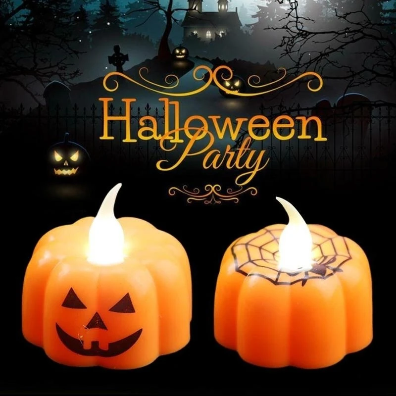 

4 шт., светодиодные подсвечники в виде тыквы на Хэллоуин