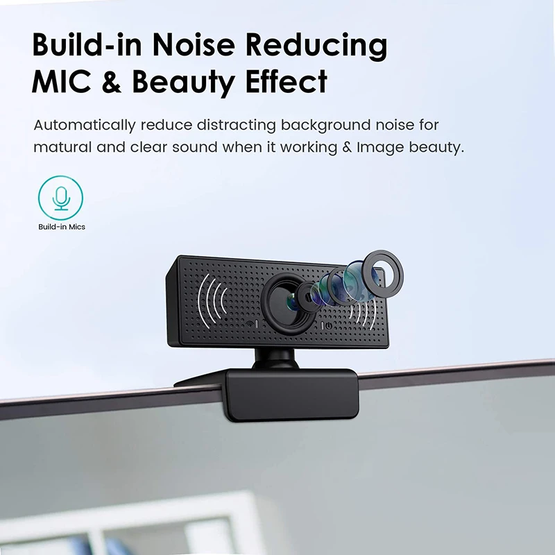 

1080P Webcam, Built-in Microphones, Full HD Video Camera for Computers PC Laptop Desktop, USB Plug and Play, Skype