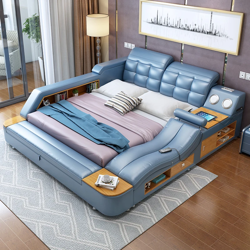 Современная кожаная кровать с футляром для хранения функциональный набор