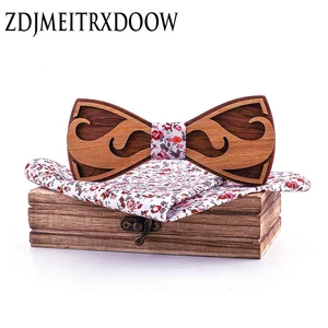 Новый дизайн, деревянные модные галстуки-бабочки с двойной бородой, хлопковые Новые однотонные галстуки ручной работы для мужчин, деревянные подарочные галстуки для свадебной вечеринки