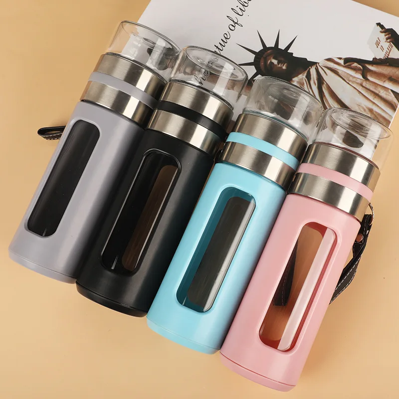 500 мл стеклянная чайная бутылка с двойными стенками и веревкой дизайнерская