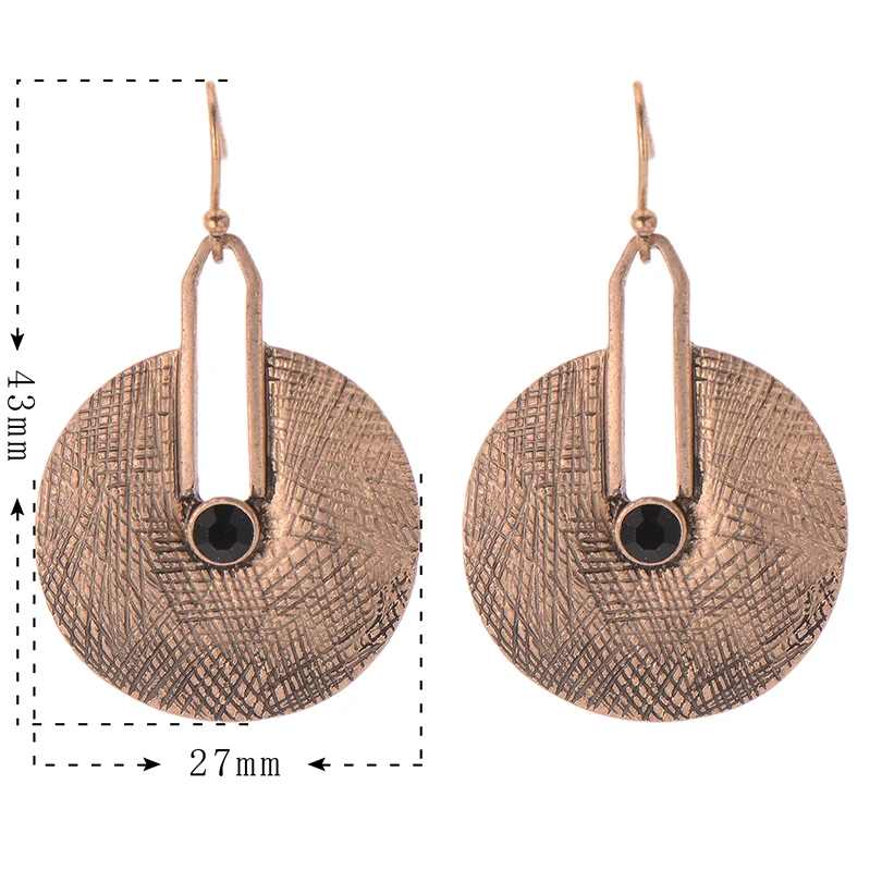 Старинный антикварный Золотой Цвет круглая капля серьга для женщин в стиле ретро