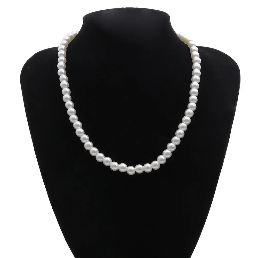 

IngeSight.Z Korean Elegant Imitation Pearl Choker Necklace Collar Simple Minimalist Clavicle Chain Necklaces for Women Jewelry