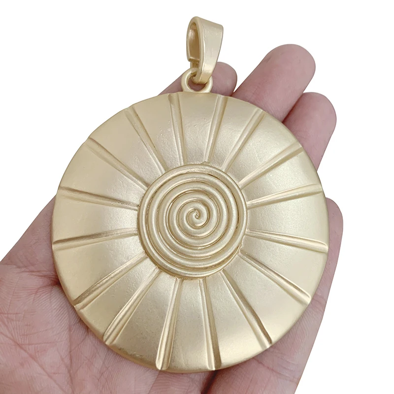 

1 x Matt Gold Color Bohemia Large Spiral Vortex Swirl Round Charms Pendants for DIY Necklace Jewelry Making Finding Accessories