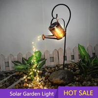 watering can solar garden landscape path led string lights yard stake with planter for yard lawn art outdoor home decorations