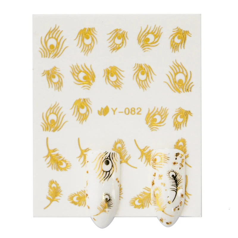 30 листов Набор наклеек для дизайна ногтей золотистые и Серебристые блестящие