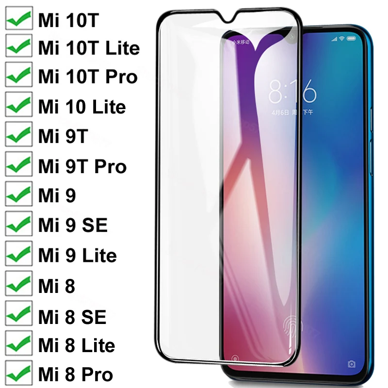 9D закаленное стекло для Xiaomi Mi 10 10T Lite 9T Pro полноэкранная защита 9 8 SE Mi8 Mi9 защитная