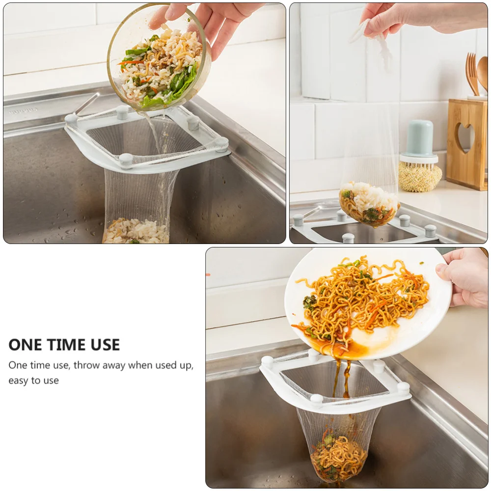 

60 PCS Hair Food Debris Sink Strainer Bag Disposable Filter Bag with 2PCS Rack