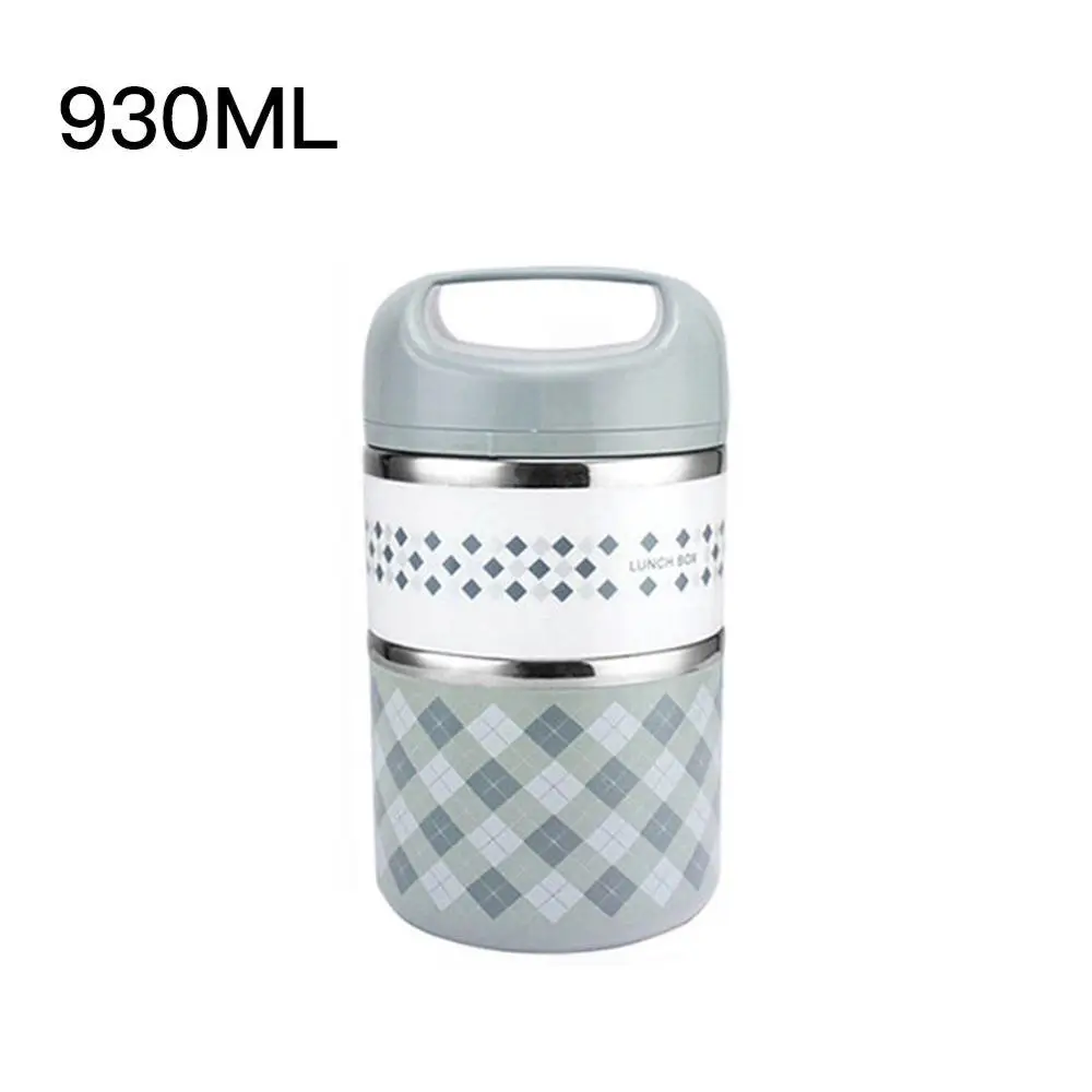 Blue 930ML Портативный изолированный Ланч-бокс из нержавеющей стали, офисный Герметичный Термос, Ланч-бокс, контейнер для еды 630 мл/960 мл/1260 мл - Цвет: Blue 930ML
