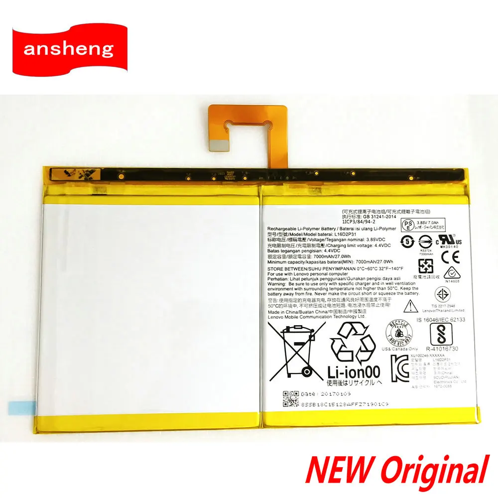 

Original High Quality 7000mAh L16D2P31 battery for Lenovo L16D2P31 TAB4 PLUS TB-X704F Tablet PC battery