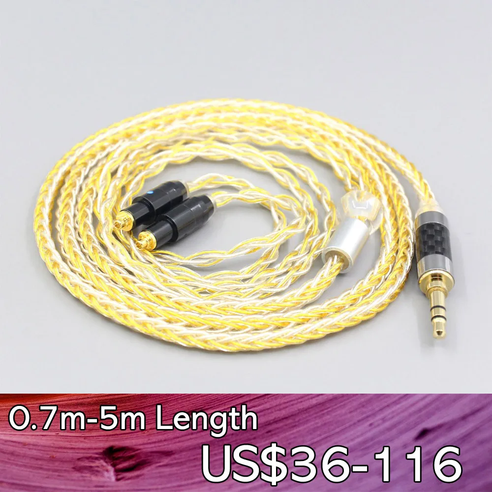 

LN007304 8 Core ручная работа цвет серебристый, Золотой покрытием плетеный кабель для наушников для Shure SRH1540 SRH1840 SRH1440 наушников