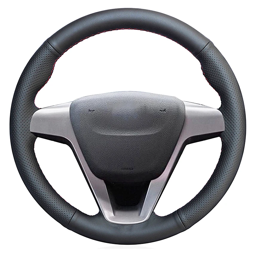 

Black Genuine Leather Hand-stitched Car Steering Wheel Cover For Lada Vesta 2015 2016 2017 2018 2019 2020 Xray 2015-2020
