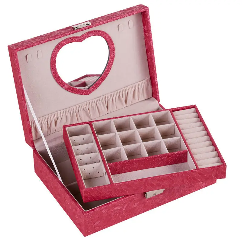 

Big Size 2022 New Fashion Double-Layer Leather Jewelry Box High Quality Pu Ring Holder Hot Selling