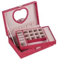 big size 2021 new fashion double layer leather jewelry box high quality pu ring holder hot selling