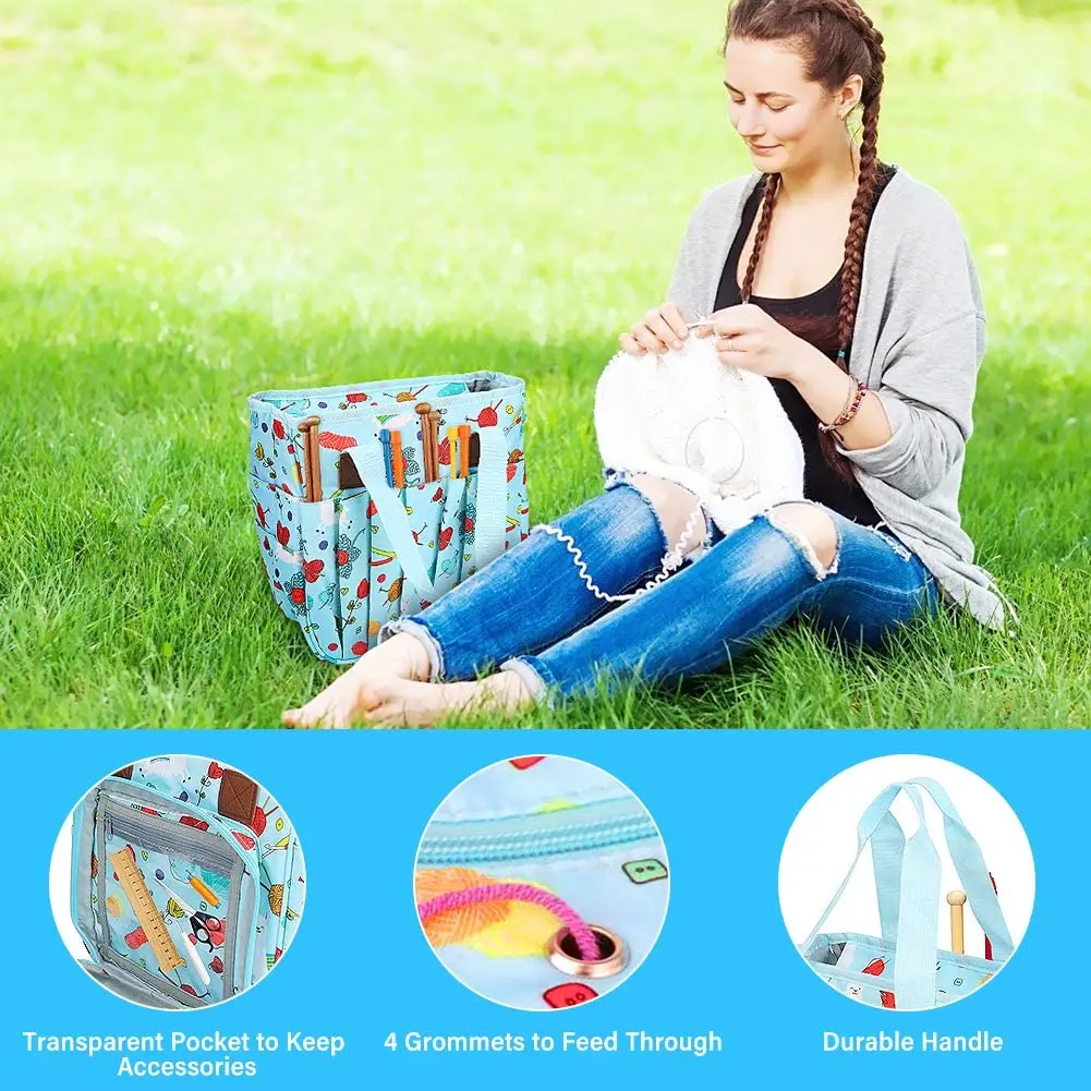 Сумка для вязания сумка хранения вязальной пряжи с большим количеством места и