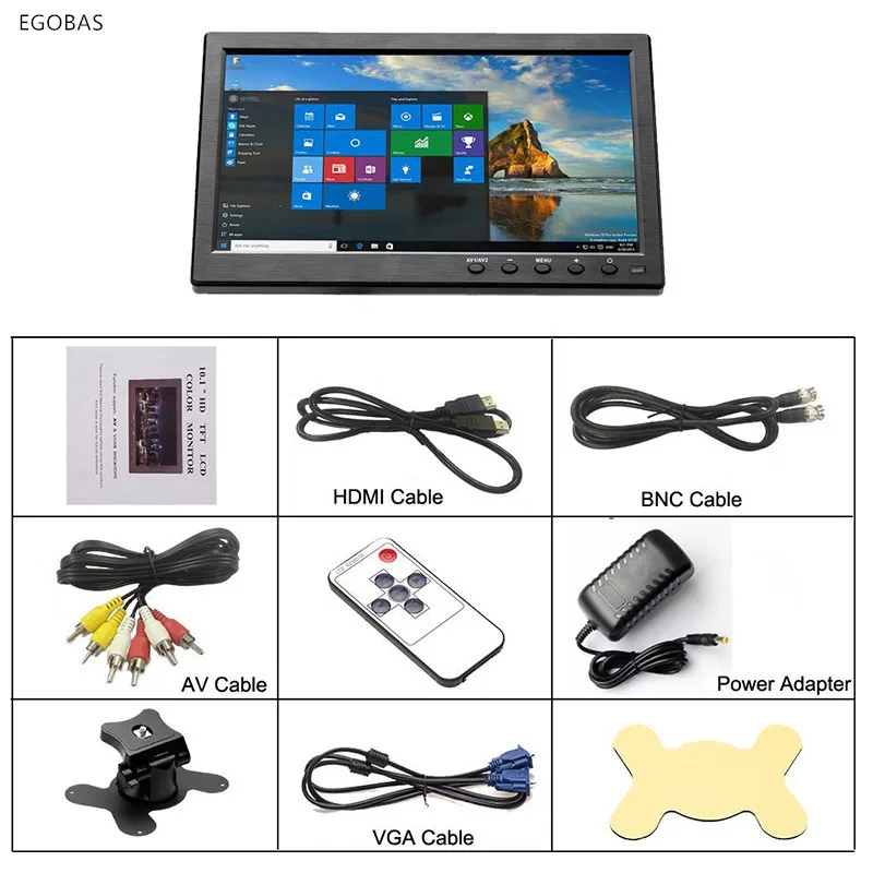 10,1 дюймов HD ЖК-монитор ips экран Поддержка HDMI VGA AV BNC лучший для дома, офиса, транспортного средства