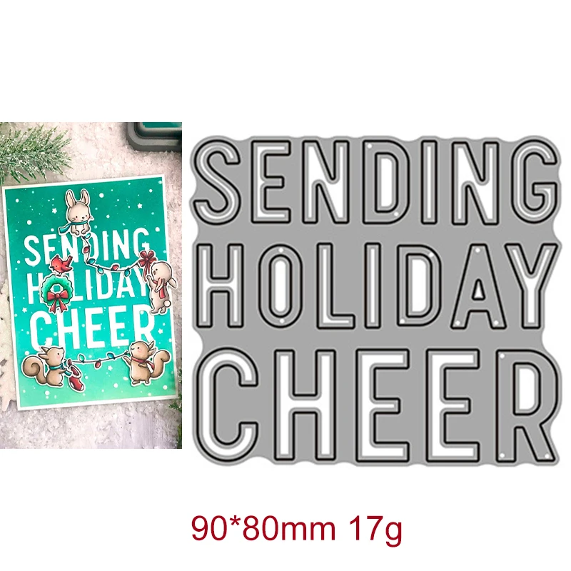 

Sending Holiday Cheer Words Metal Cutting Dies DIY Scrapbooking Embossing Paper Photo Card Making Craft Template Mould Stencils