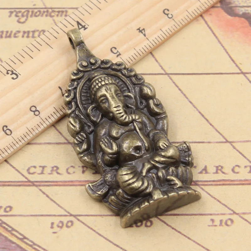2 шт. амулеты Ганеша Будда слон 62x32 мм тибетские бронзовые серебряные подвески