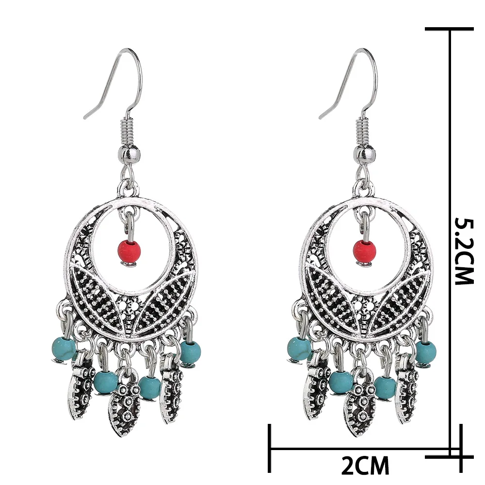 

Fashion popular bohemian clan style round palace style earrings retro women's Valentine's day gift wedding jewelry wholesale