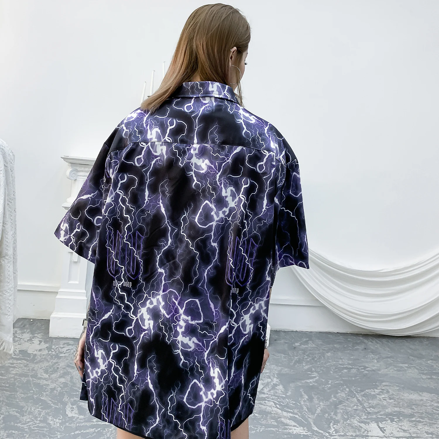 Мужская хлопковая рубашка с короткими рукавами Повседневная Свободная уличная в