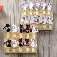 10pcslot japan style cute kawaii black and white cat and striped cat two style cartoon clothes photo paper peg pin clips