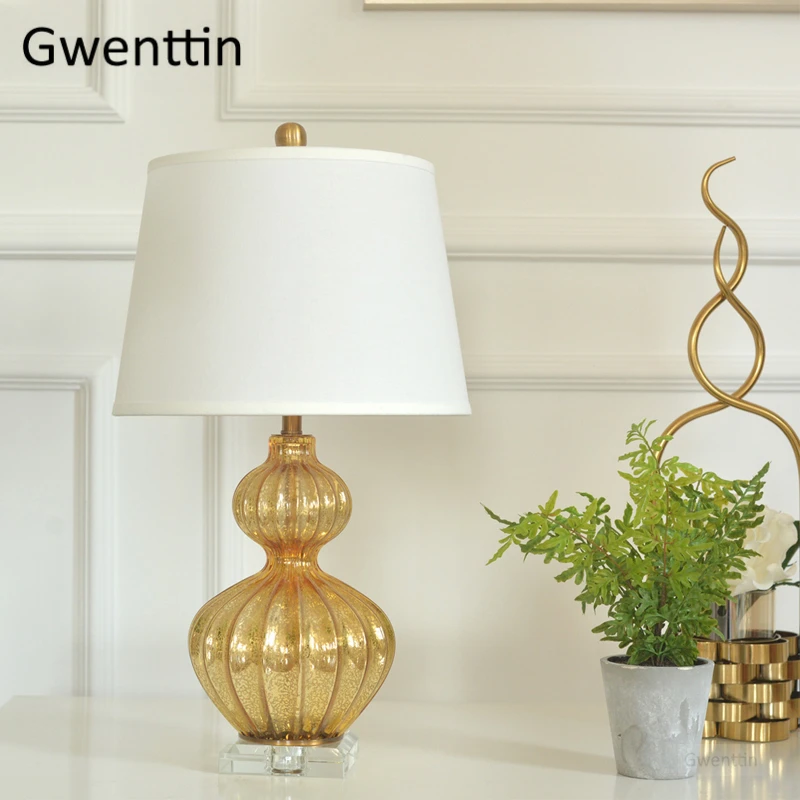 Настольные лампы из золотого стекла для гостиной спальни Европы домашний декор