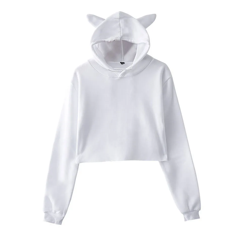 Women's Hoodie Female Loose Solid Short Sweatshirts 2021 Autumn Woman's Hoodies Lady Fashion Harajuku Pink Tops