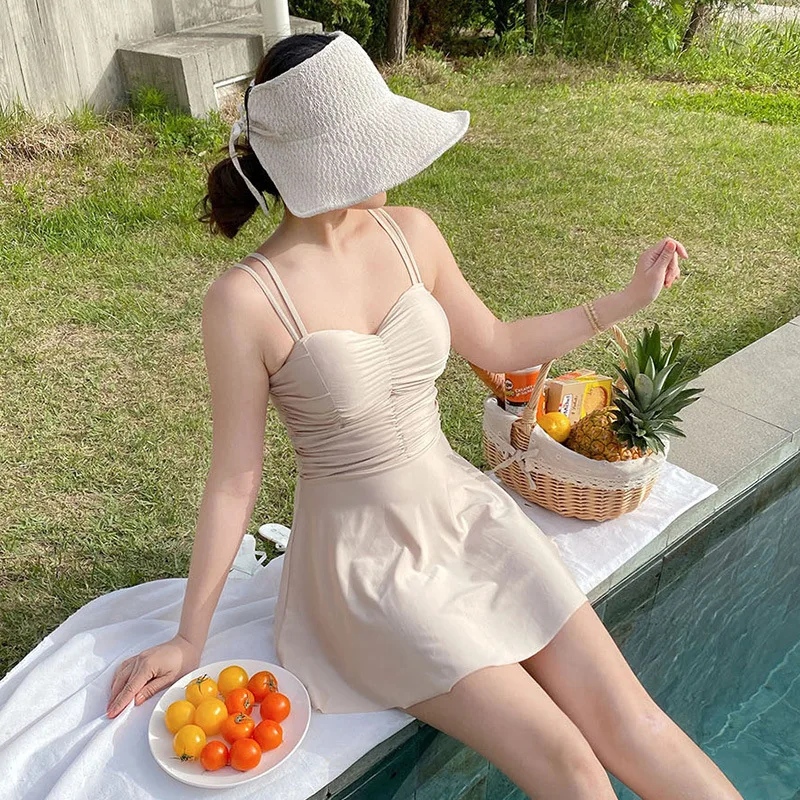 

Women Swimsuit With Push Up One Piece Suit Female Bath Pure Bikini Red Sexy Summer Korean Cover Print Polyester Sierra Surfer