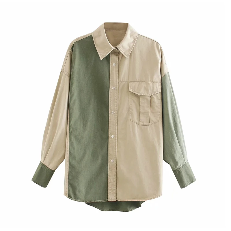 

YICIYA 2020 Spring Autumn Women Shirt Jakcet Coat Boyfriend Patchwork Jacket Loose Long Sleeve Cotton Coat Ladies Streetwear Top