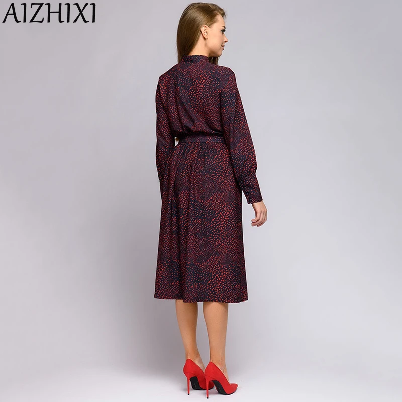 Платье AIZHIXI женское с бантом и поясом повседневное ТРАПЕЦИЕВИДНОЕ элегантное