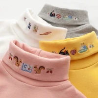 embroidery turtleneck long sleeve blouse girls autumn winter clothes bottoming thicken baby clothing children cotton tops blouse