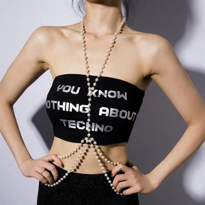 Женское Ожерелье цепочка с имитацией жемчуга|Украшения для тела| |