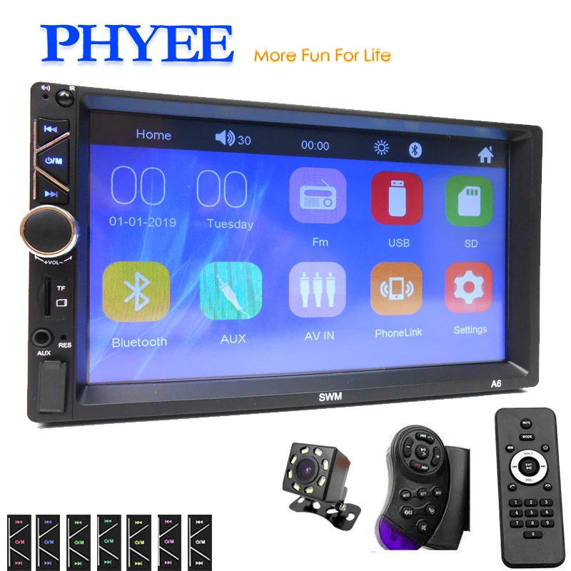 Автомагнитола 2 Din Mirror Link аудио видео MP5 плеер Bluetooth Handsfree A2DP USB TF Aux стерео система 7 дюймов головное устройство PHYEE A6