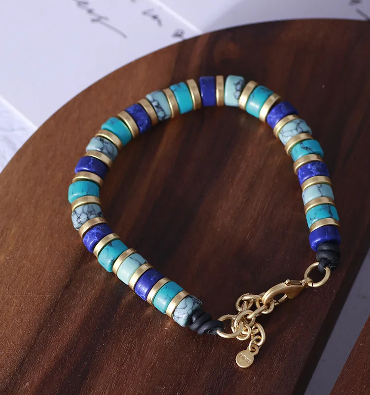 

Elegant Palace Retro Style Round Color Cracked Stone Fashion Simple Bracelet