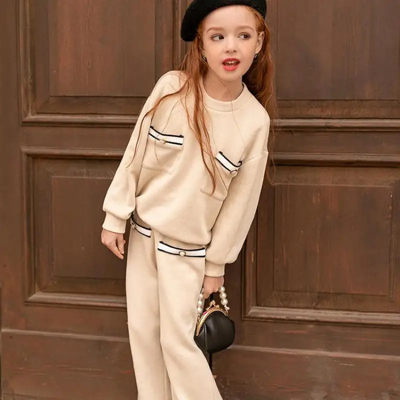 Вязаный костюм для девочек Новинка 2020 года стильная одежда на весну и осень