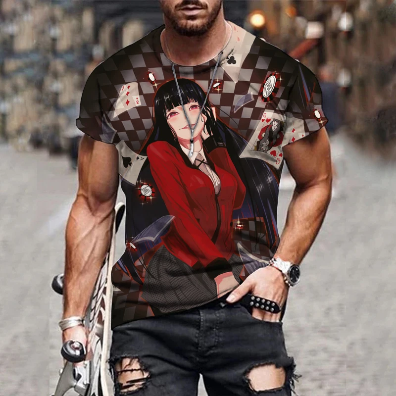 

Japan Anime Kakegurui Printed men's T-shirt Fashion Street Trend Men's Short Sleeve Round Neck Tops manga t shirt