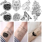 Временные тату-наклейки Ваша душа, женские художественные геометрические наклейки на руку, волк, тело, лодыжку, черный единорог, искусственная 3D татуировка
