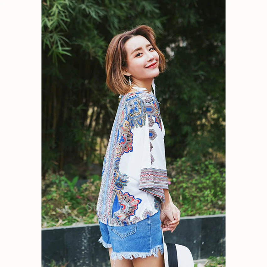 Japanese Cardigan Kimono Women Girls Shawl Summer Fashion Beach Vacation Outfit Suspenders Print Flowers Casual Style |