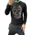 Повседневные толстовки стразы, свитшоты, зимняя мужская одежда, пуловер, худи с рисунком из страз, аниме